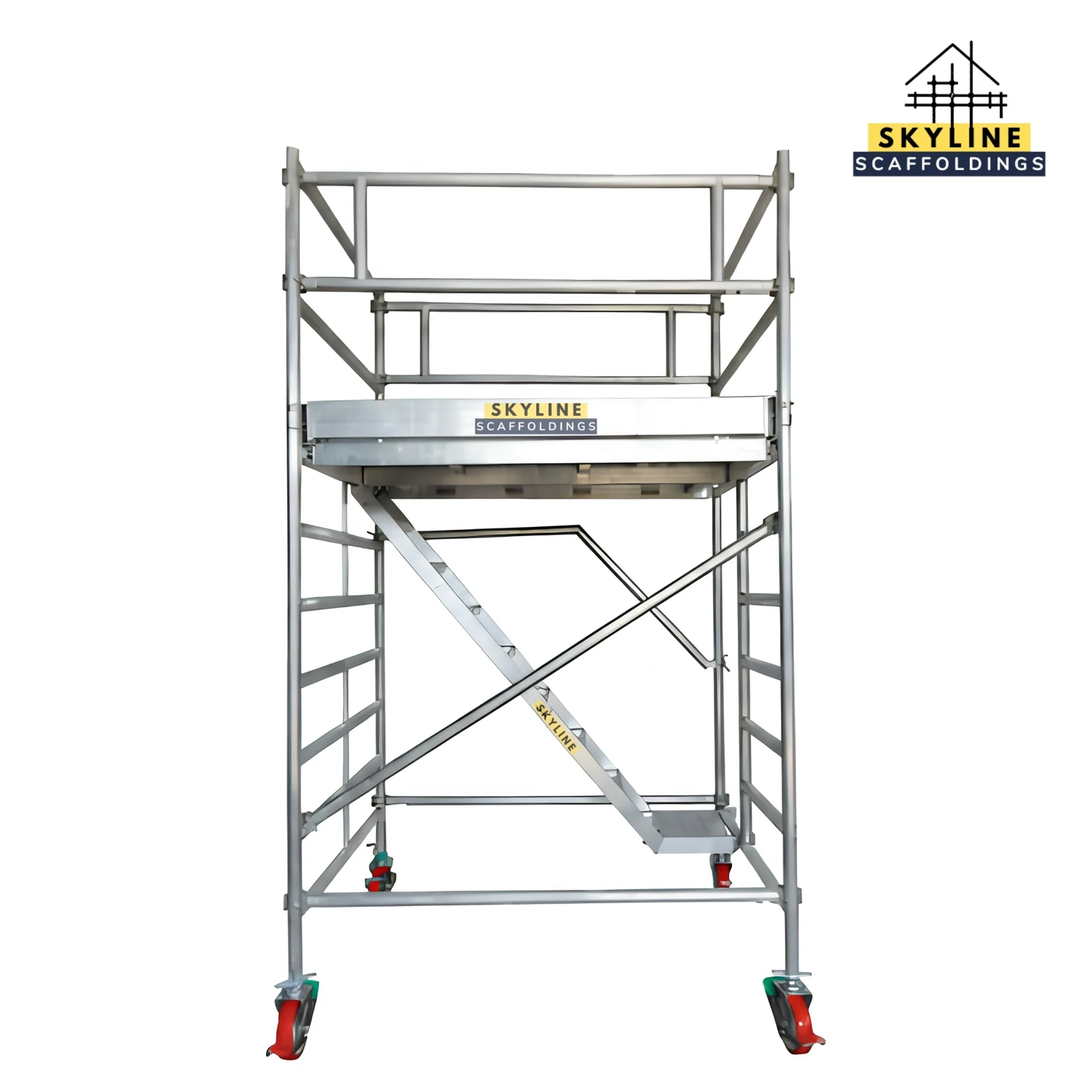 Aluminium mobile scaffolding tower front view by Skyline Scaffoldings